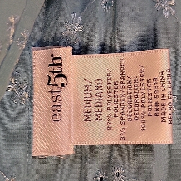 EAST 5TH Coquette Floral Eyelet Short Sleeve Button Down Blouse - Picture 7 of 8